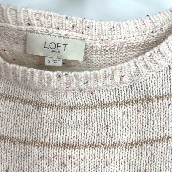LOFT Cotton Blend Knit Sweater Tan Gold Size Small - Picture 4 of 5